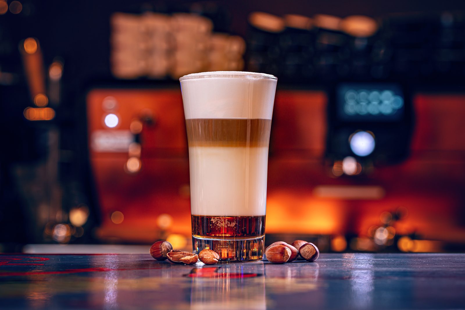 Speciality coffee on a cafe counter